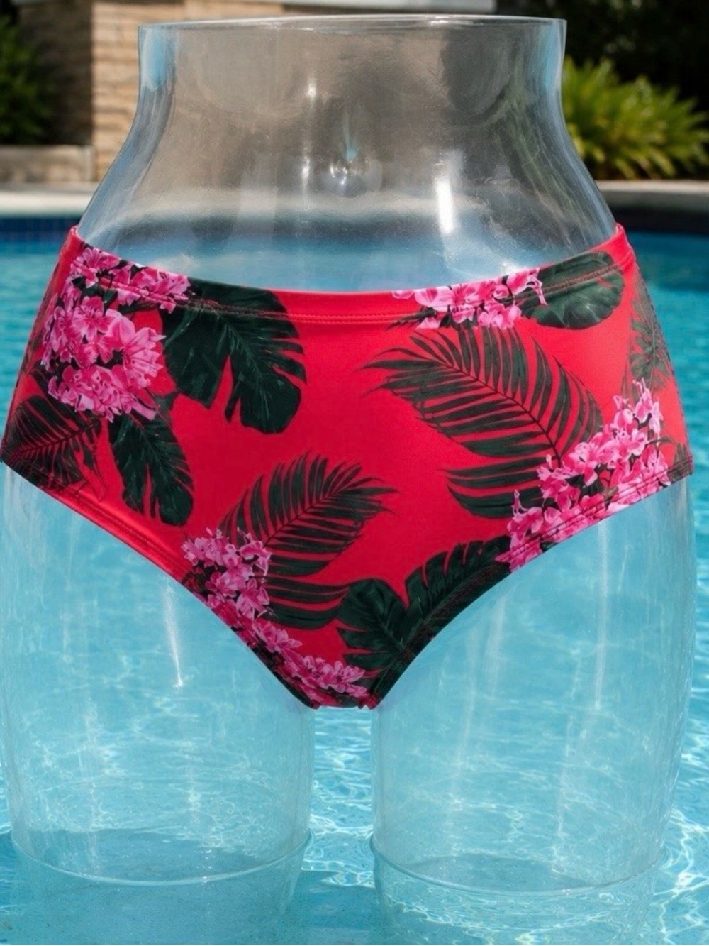 Lane Bryant Swim Red Tropical Floral High Waist Bikini Bottom Size 30 NWT